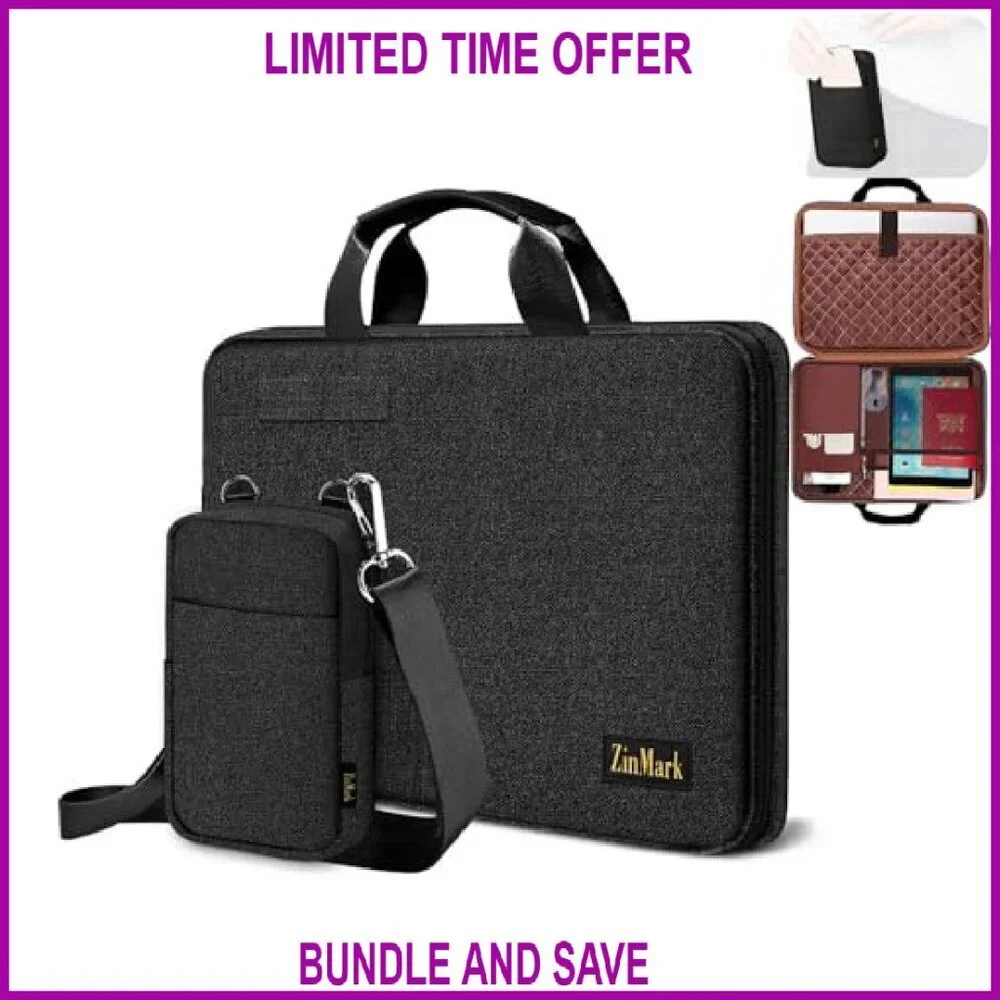 Military-Grade Laptop Briefcase 15.6 Inch Detachable Belt Bag Slim Protection